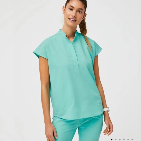 Rafaela Oversized Scrub Top XXS Aqua - Picture 3 of 3